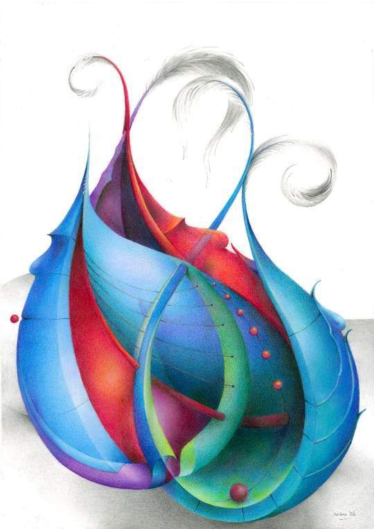 The Sharing - Coloured Pencil on Paper A3 - Symona Colina